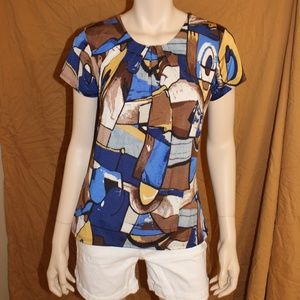 Alex Marie Pleated Blouse Size M Multi Colors Fall